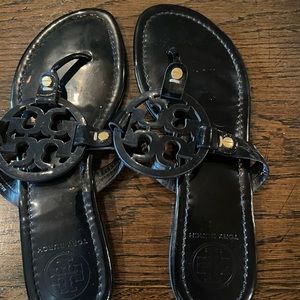 TB black patent Miller sandals